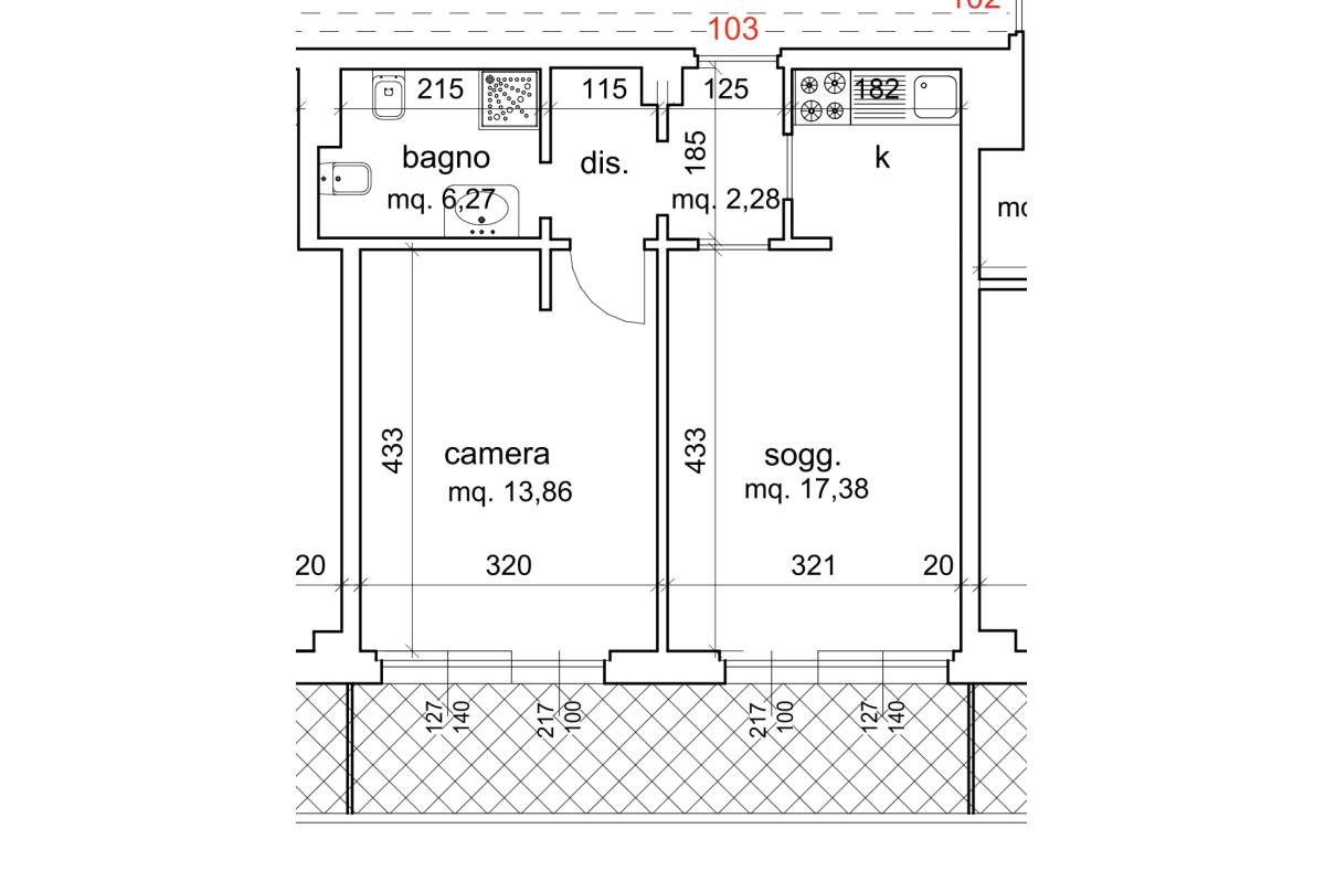 サンレモ アル マーレの 2 部屋のアパート