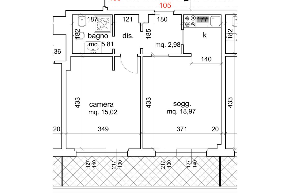 Apartamento de dois quartos em Sanremo