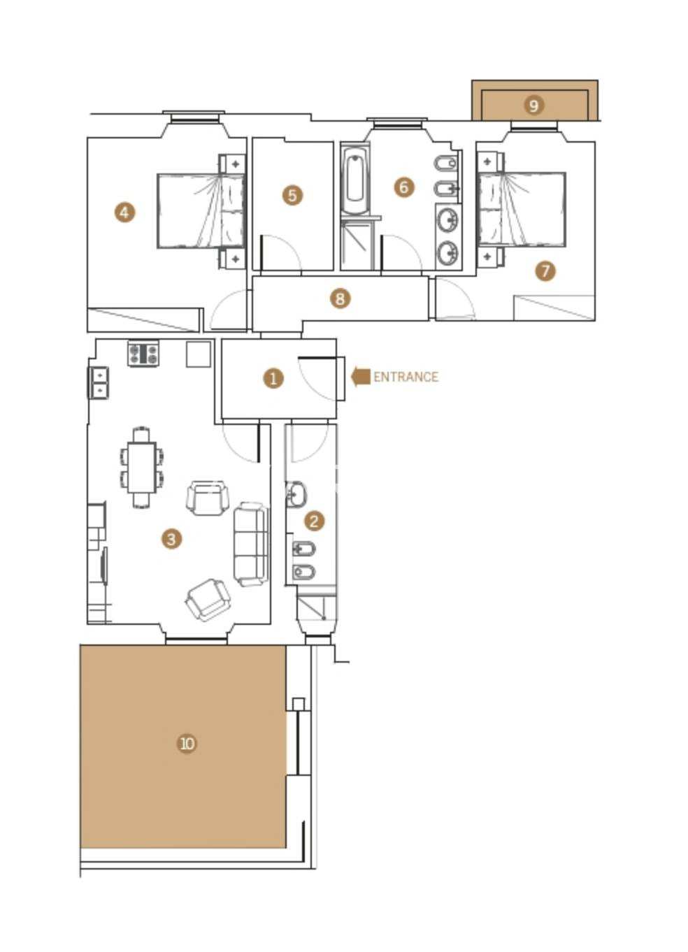 Apartamento de tres habitaciones en Montecatini Terme